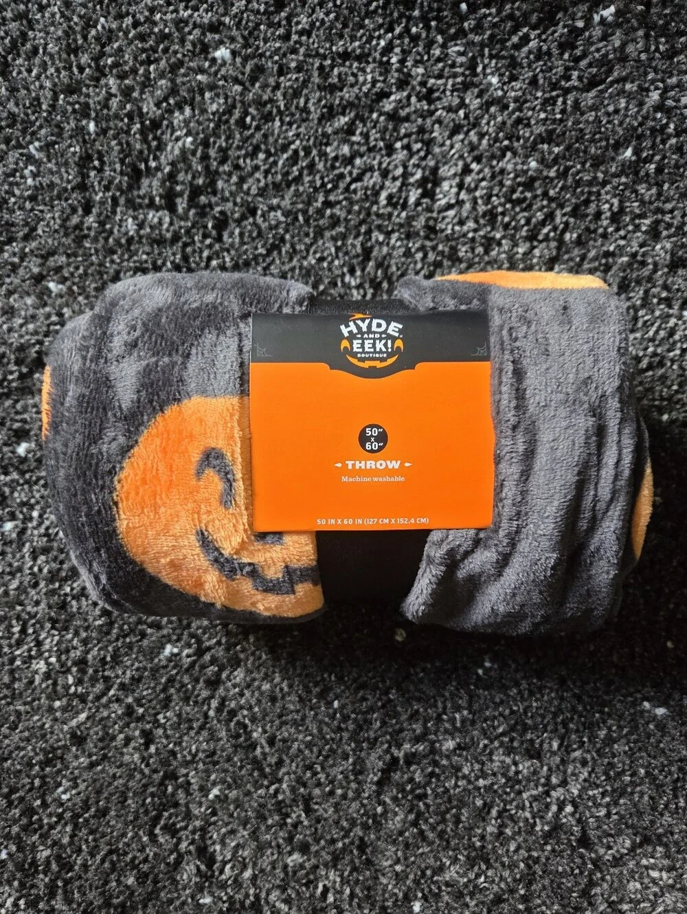 Hyde and EEK! Halloween Pumpkins Throw Blanket Black/Orange 60x50